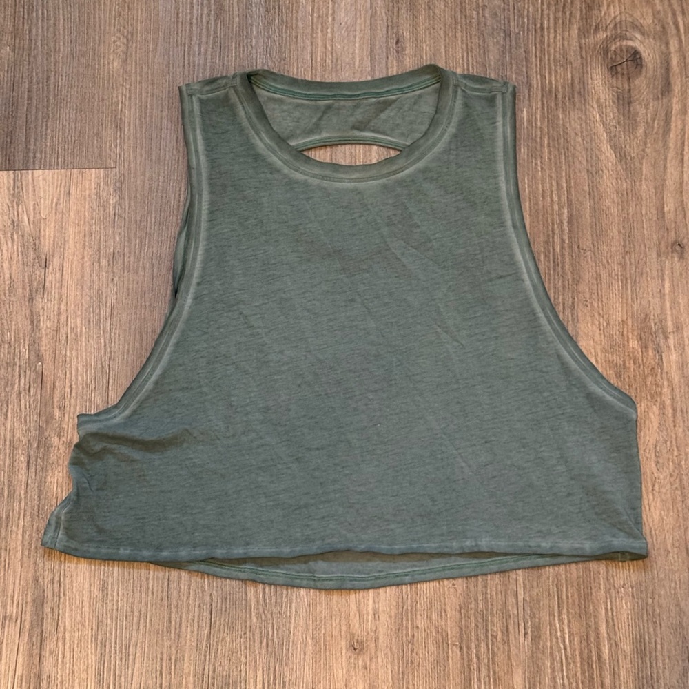 Lululemon Cut Back Washed Tank Top, Size 10 Gray/Green